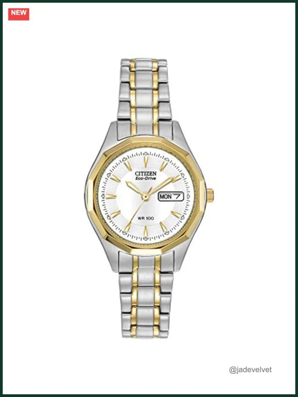 Women's Eco-Drive Dress Watch Two-Tone Stainless Steel White Dial